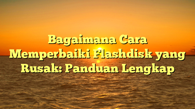 Bagaimana Cara Memperbaiki Flashdisk yang Rusak: Panduan Lengkap