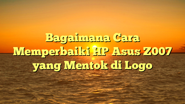 Bagaimana Cara Memperbaiki HP Asus Z007 yang Mentok di Logo