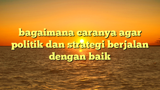 bagaimana caranya agar politik dan strategi berjalan dengan baik